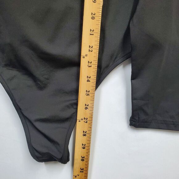 Lily Coco Women's Classic Black Ruched Bodysuit Size XL Long Sleeve - Picture 11 of 12
